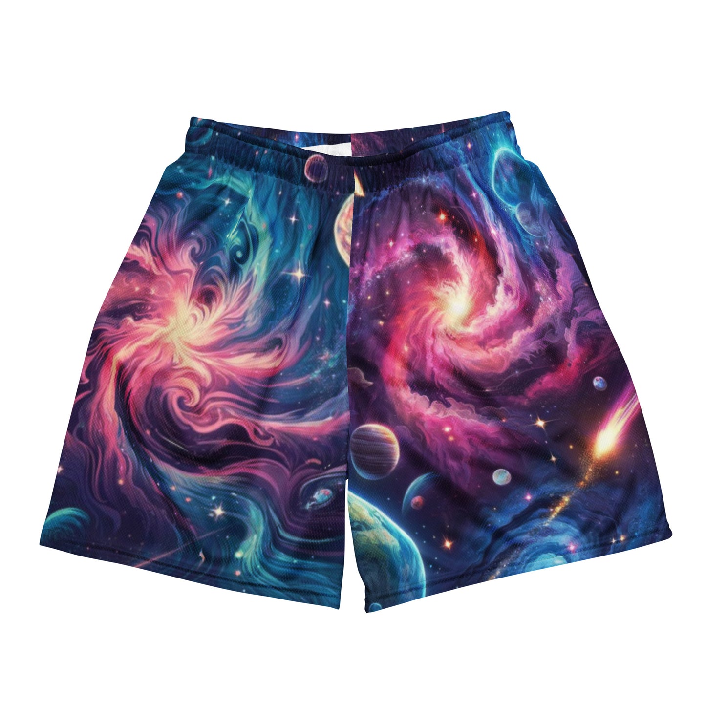 Unisex Mesh Galaxy Print Shorts - Mission