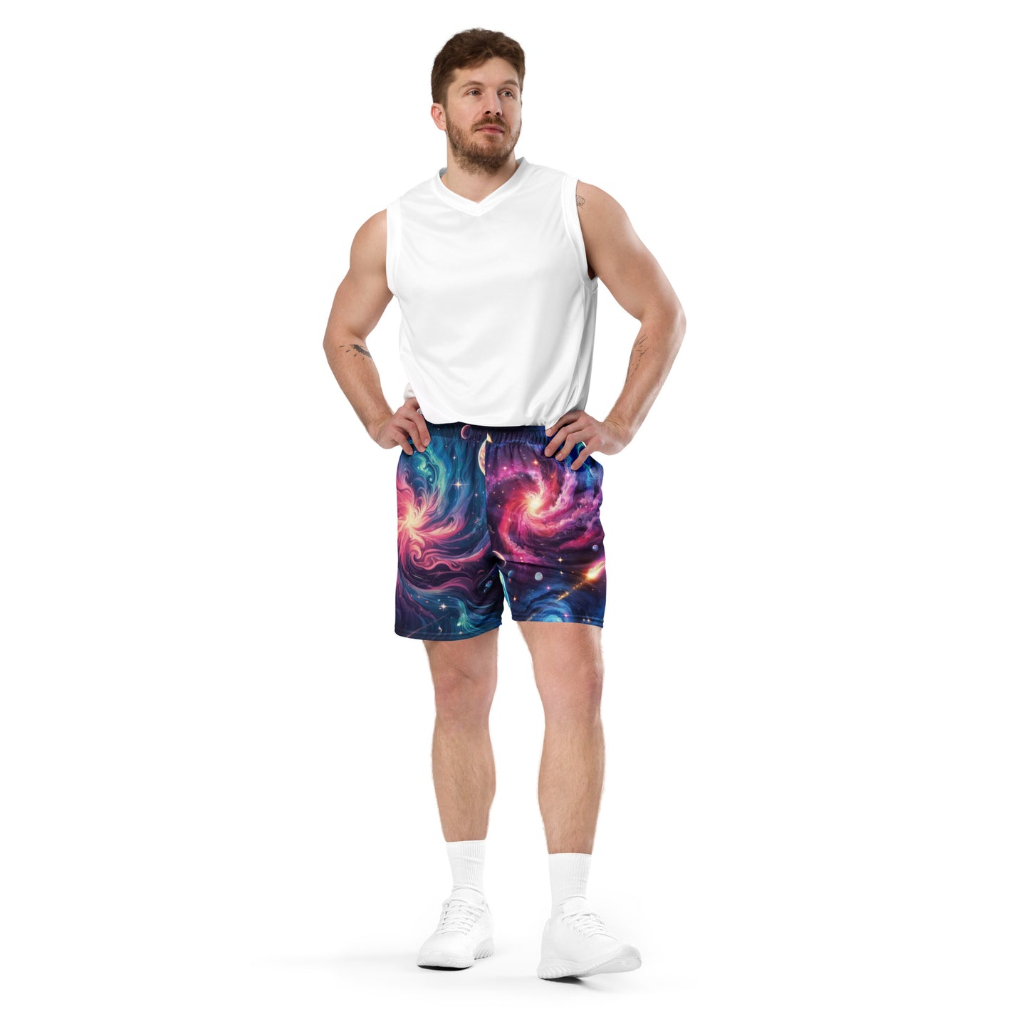 Unisex Mesh Galaxy Print Shorts - Mission