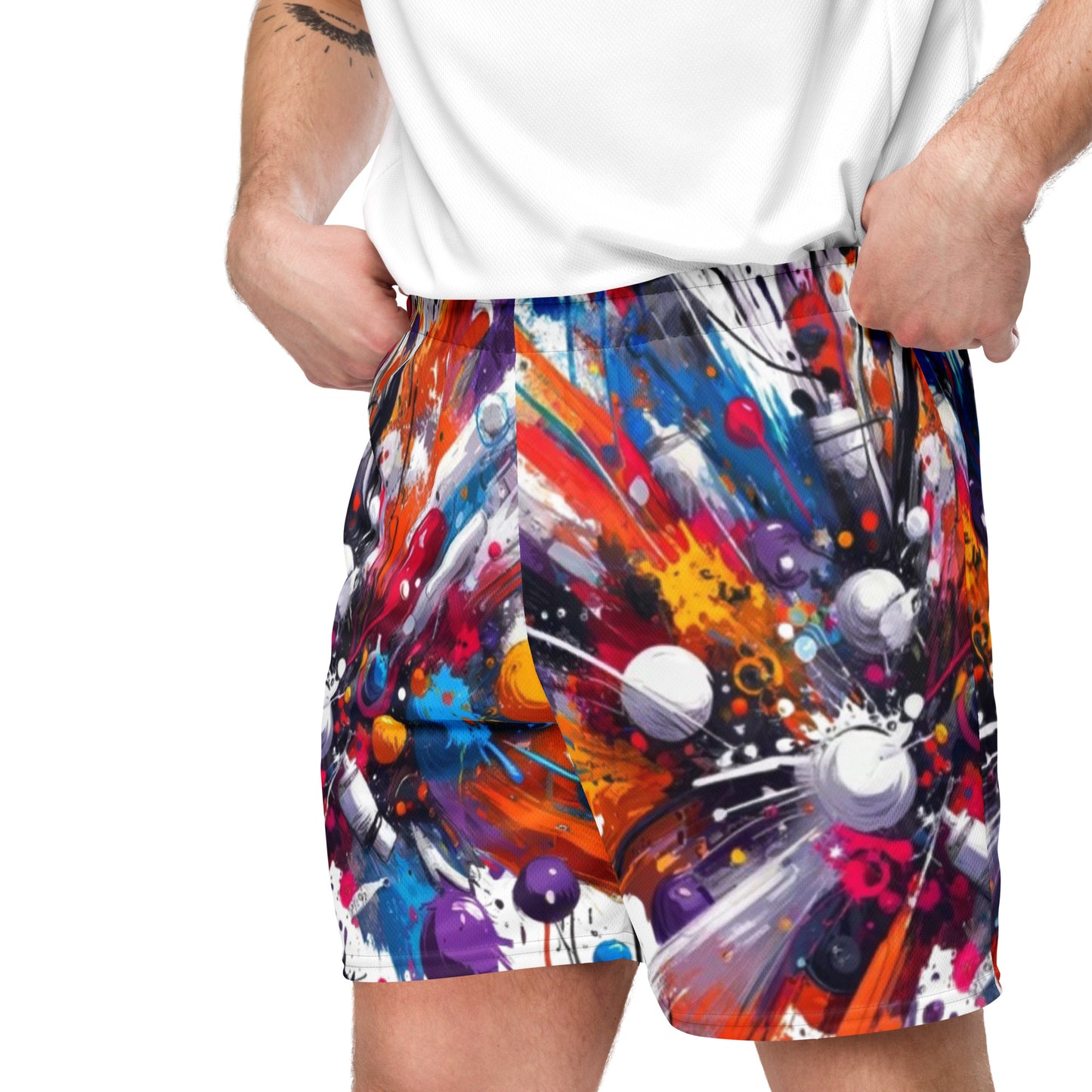 Mission 11 Paint Splatter Mesh Shorts