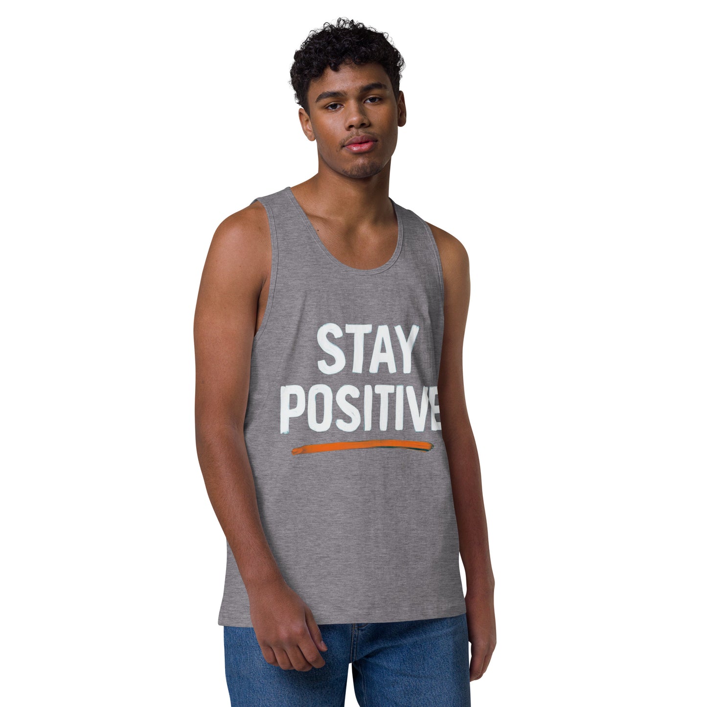 Men's 'Stay Positive' Tank Top - Motivational Workout Shirt