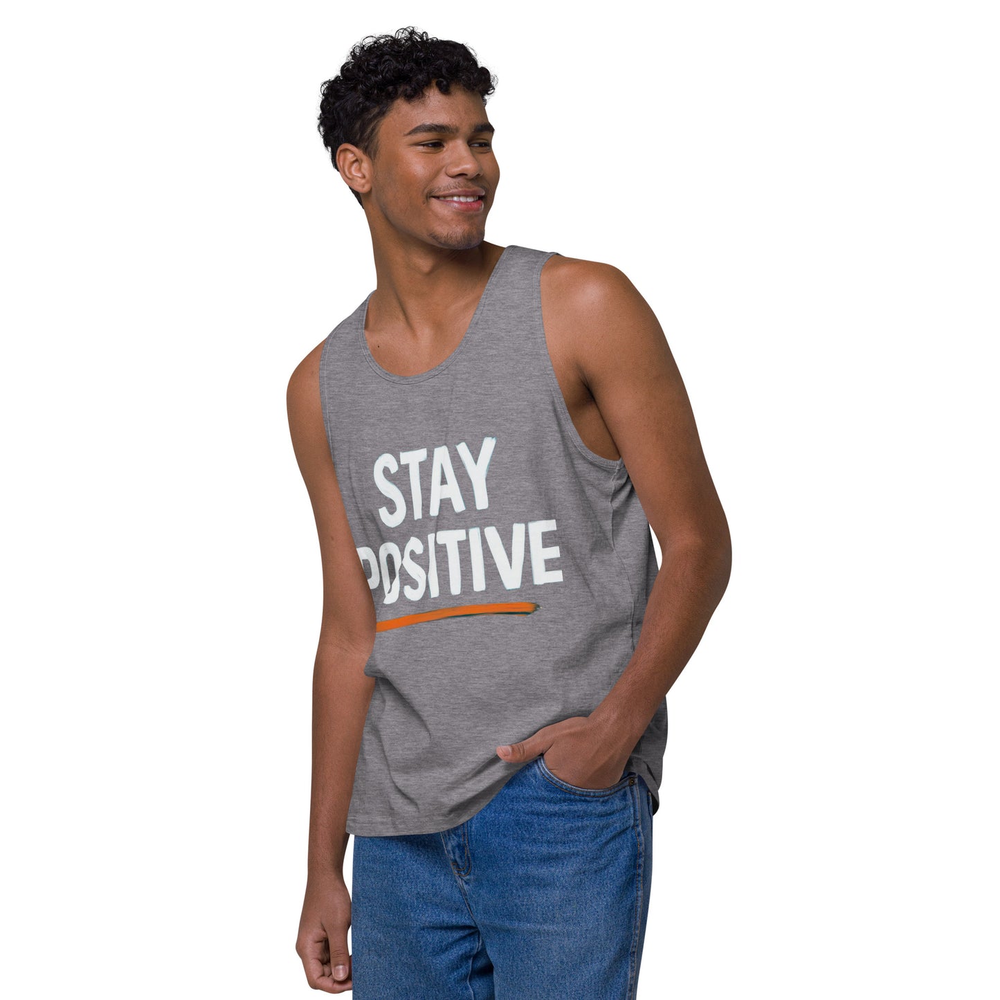 Men's 'Stay Positive' Tank Top - Motivational Workout Shirt