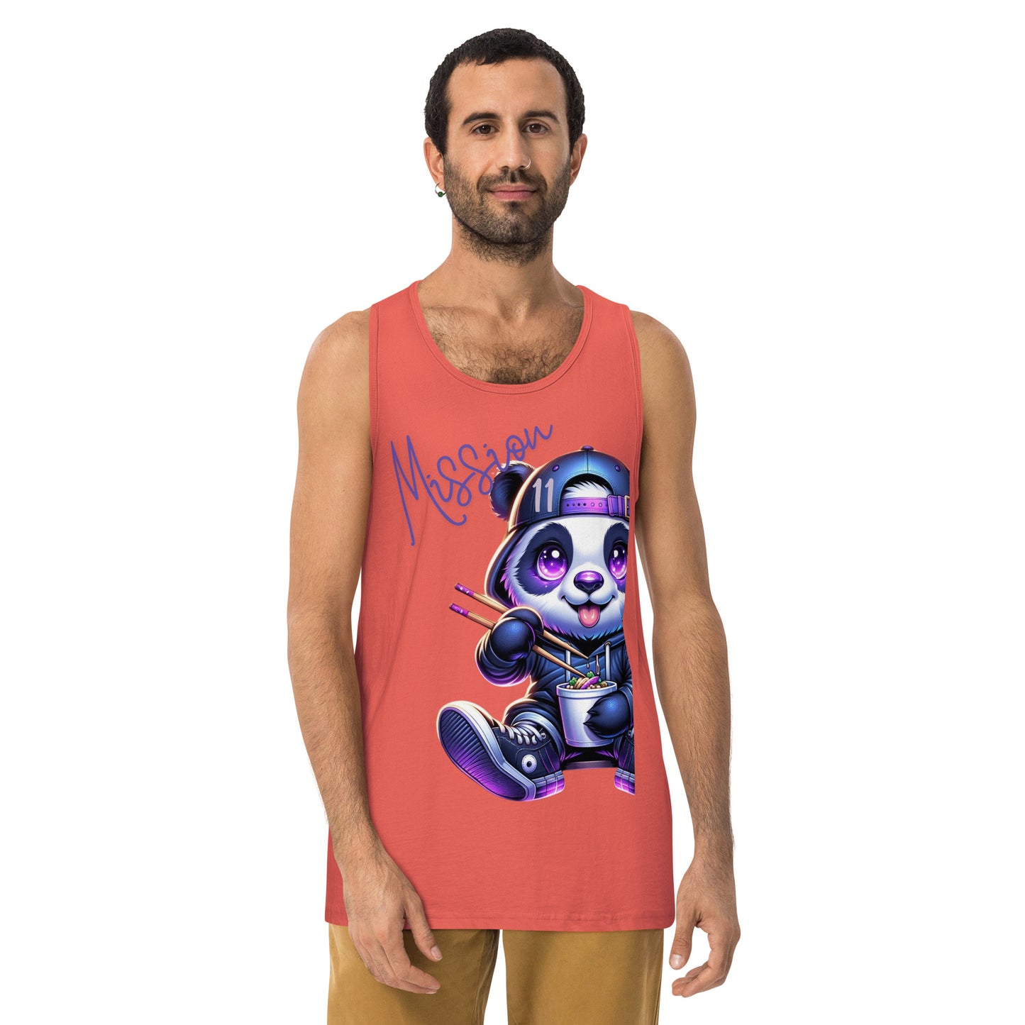 Men's Panda Eating Noodles Tank Top - Mission 11