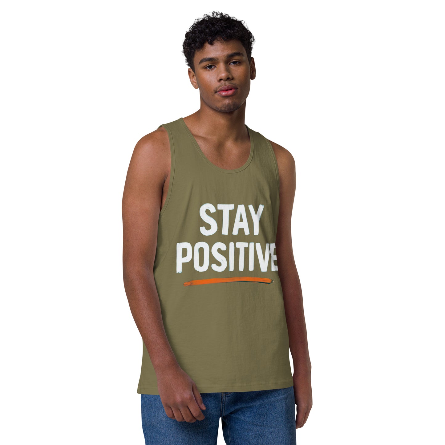 Men's 'Stay Positive' Tank Top - Motivational Workout Shirt