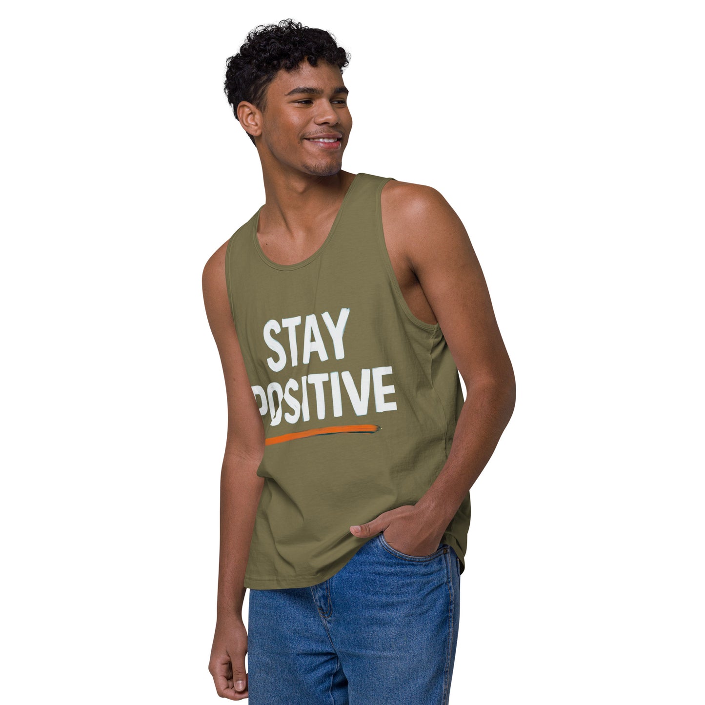 Men's 'Stay Positive' Tank Top - Motivational Workout Shirt