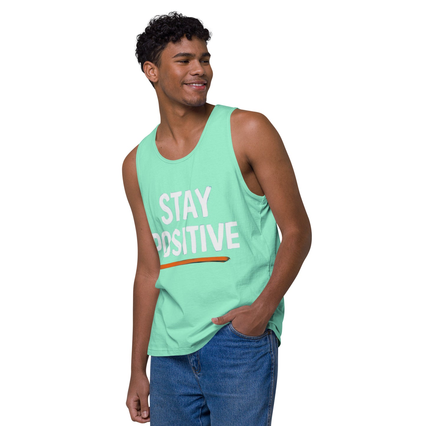 Men's 'Stay Positive' Tank Top - Motivational Workout Shirt