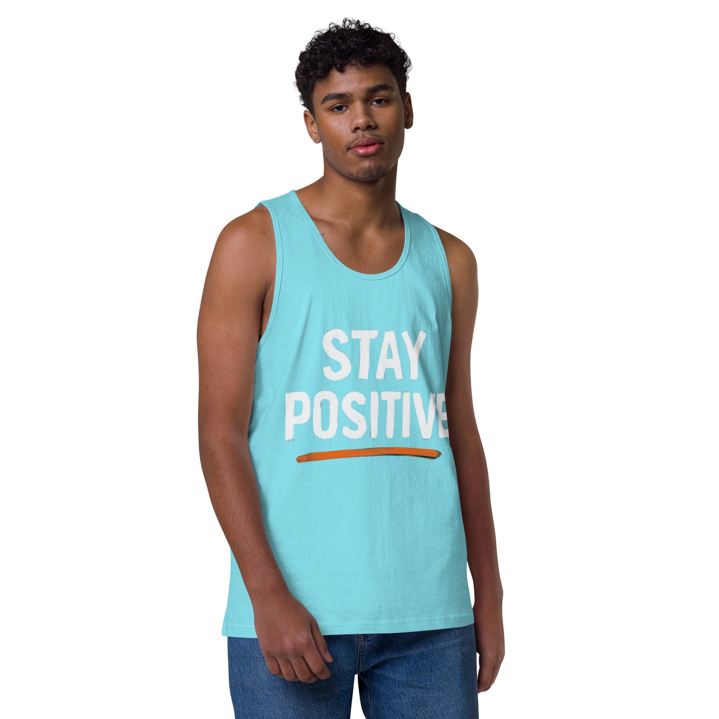 Men's 'Stay Positive' Tank Top - Motivational Workout Shirt