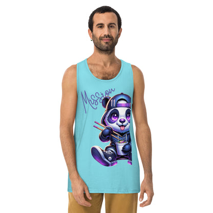 Men's Panda Eating Noodles Tank Top - Mission 11