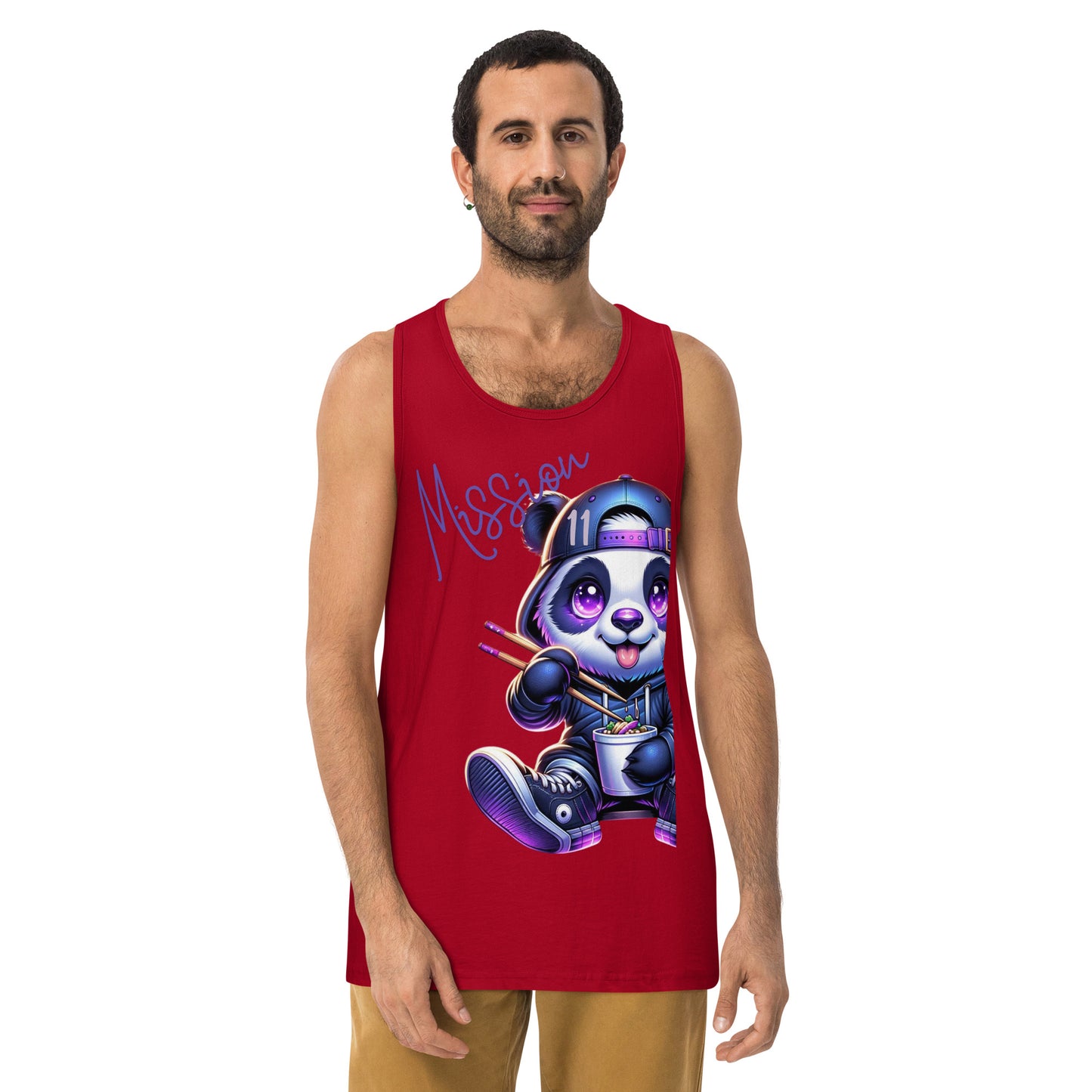 Men's Panda Eating Noodles Tank Top - Mission 11