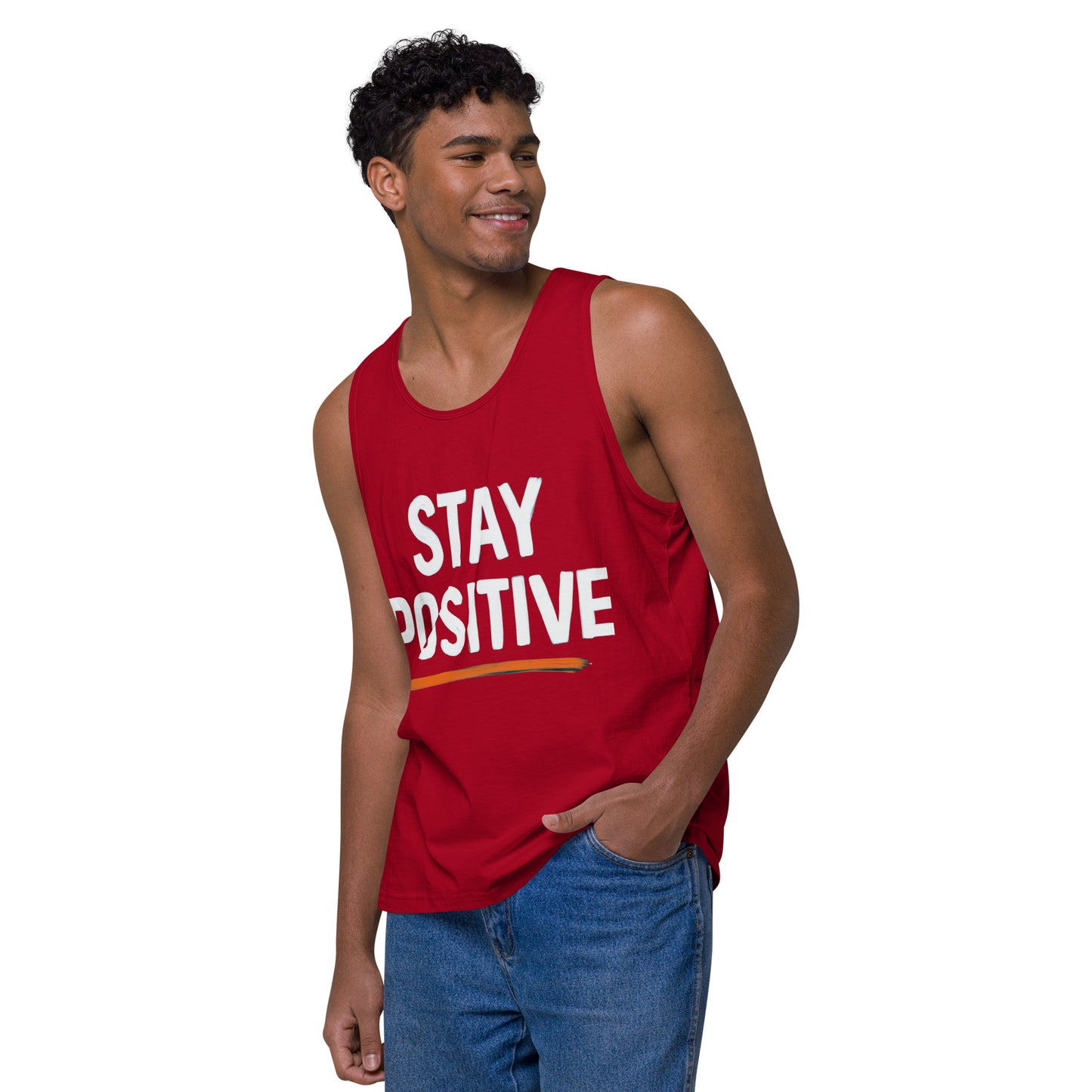 Men's 'Stay Positive' Tank Top - Motivational Workout Shirt