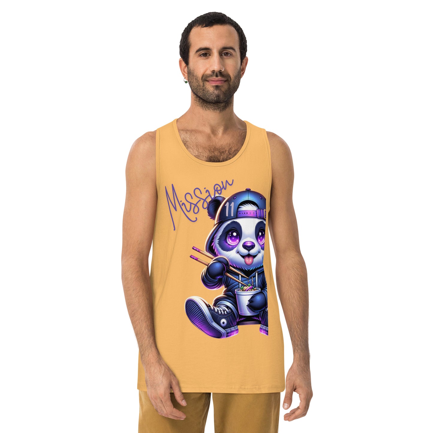 Men's Panda Eating Noodles Tank Top - Mission 11