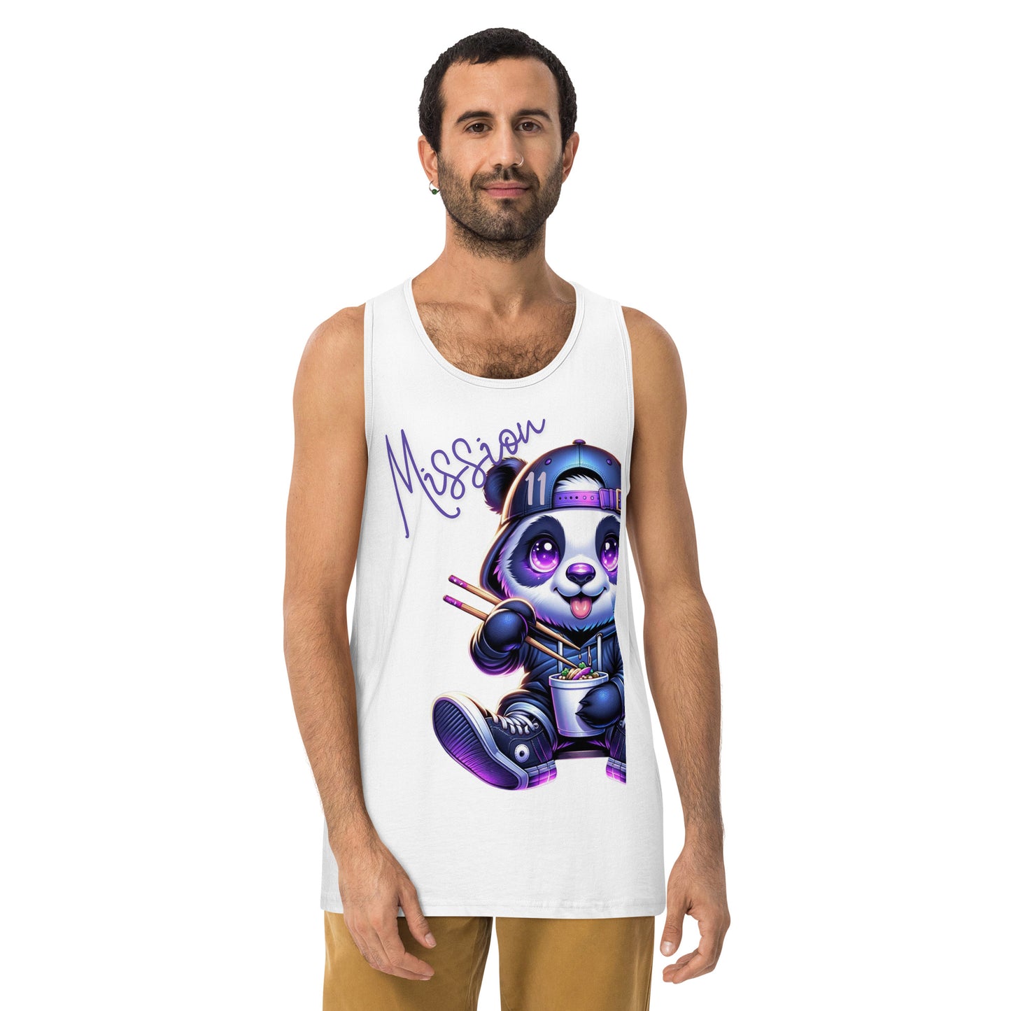 Men's Panda Eating Noodles Tank Top - Mission 11