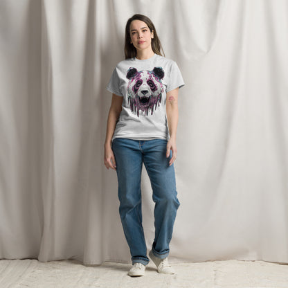 Trippy Melting Panda Face Graphic Tee