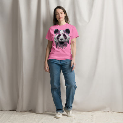 Trippy Melting Panda Face Graphic Tee