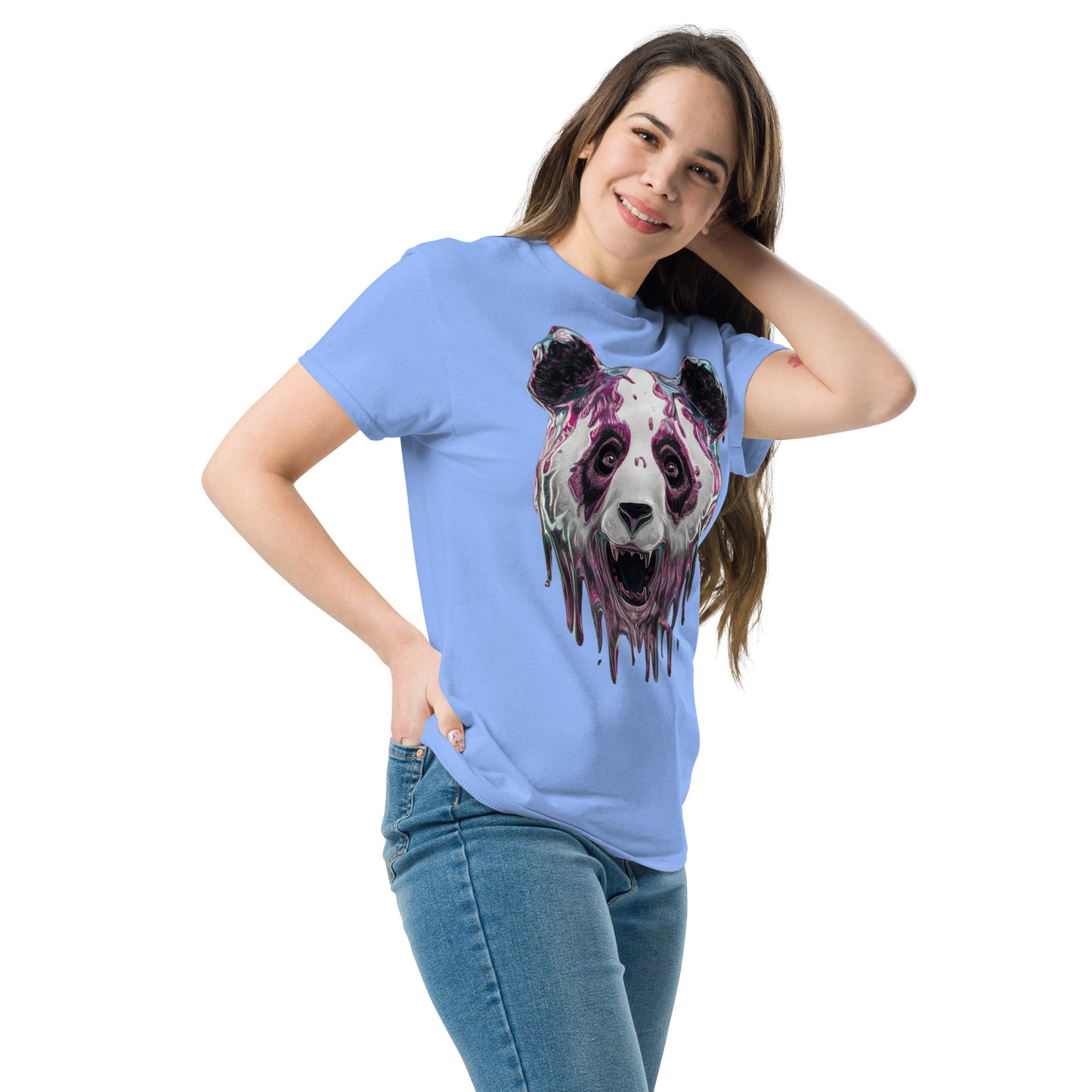 Trippy Melting Panda Face Graphic Tee