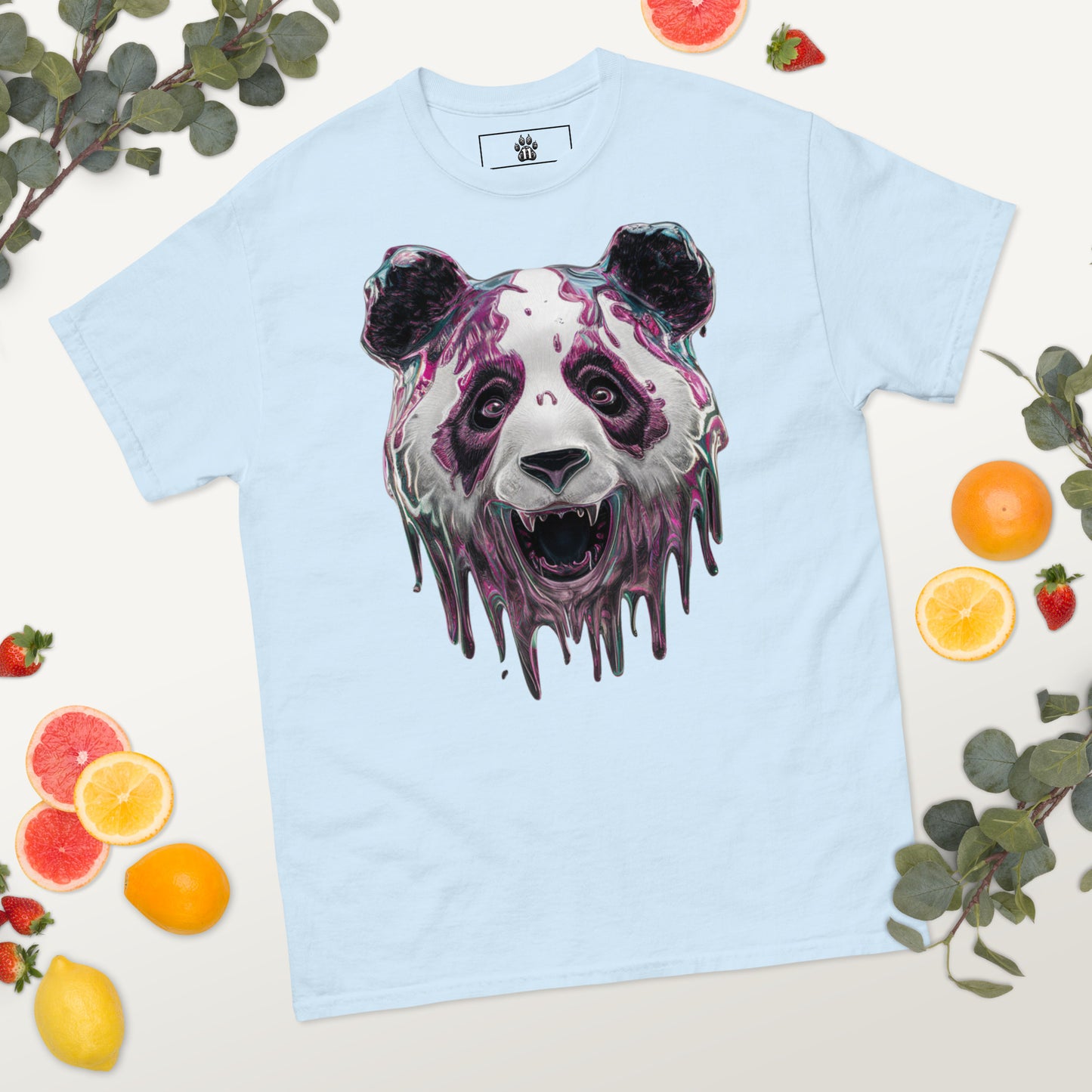 Trippy Melting Panda Face Graphic Tee