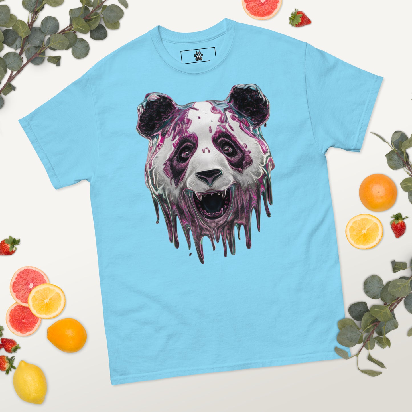 Trippy Melting Panda Face Graphic Tee