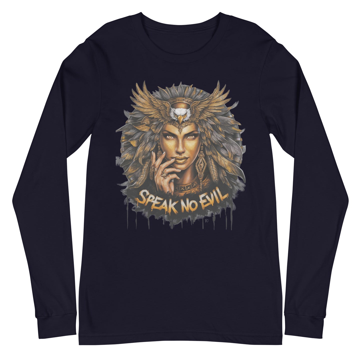 Unisex Long Sleeve Shirt - Ma'at 'I Will Not Speak Evil' Design - Mission 11