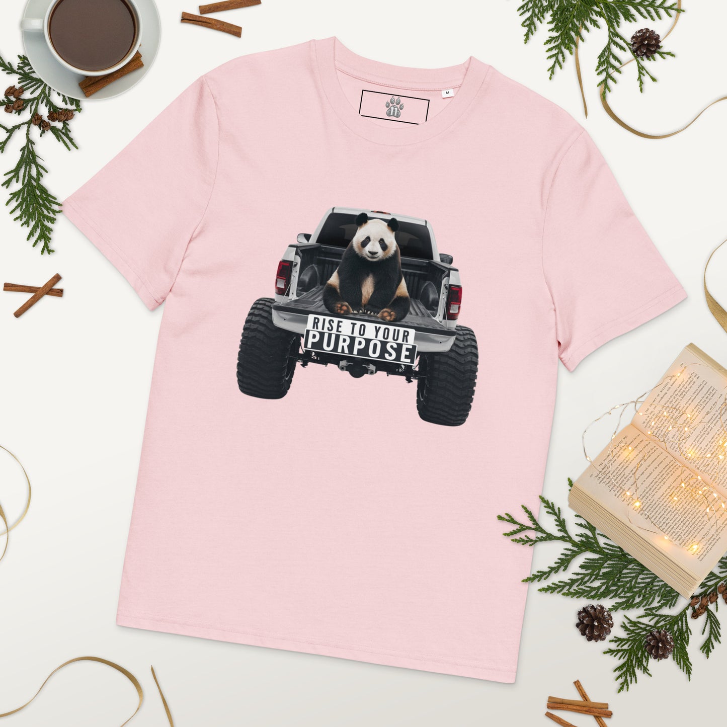 Mission 11 'Rise to Your Purpose' Organic Cotton Unisex Shirt – Eco-Friendly Apparel with Inspirational Panda Truck Design