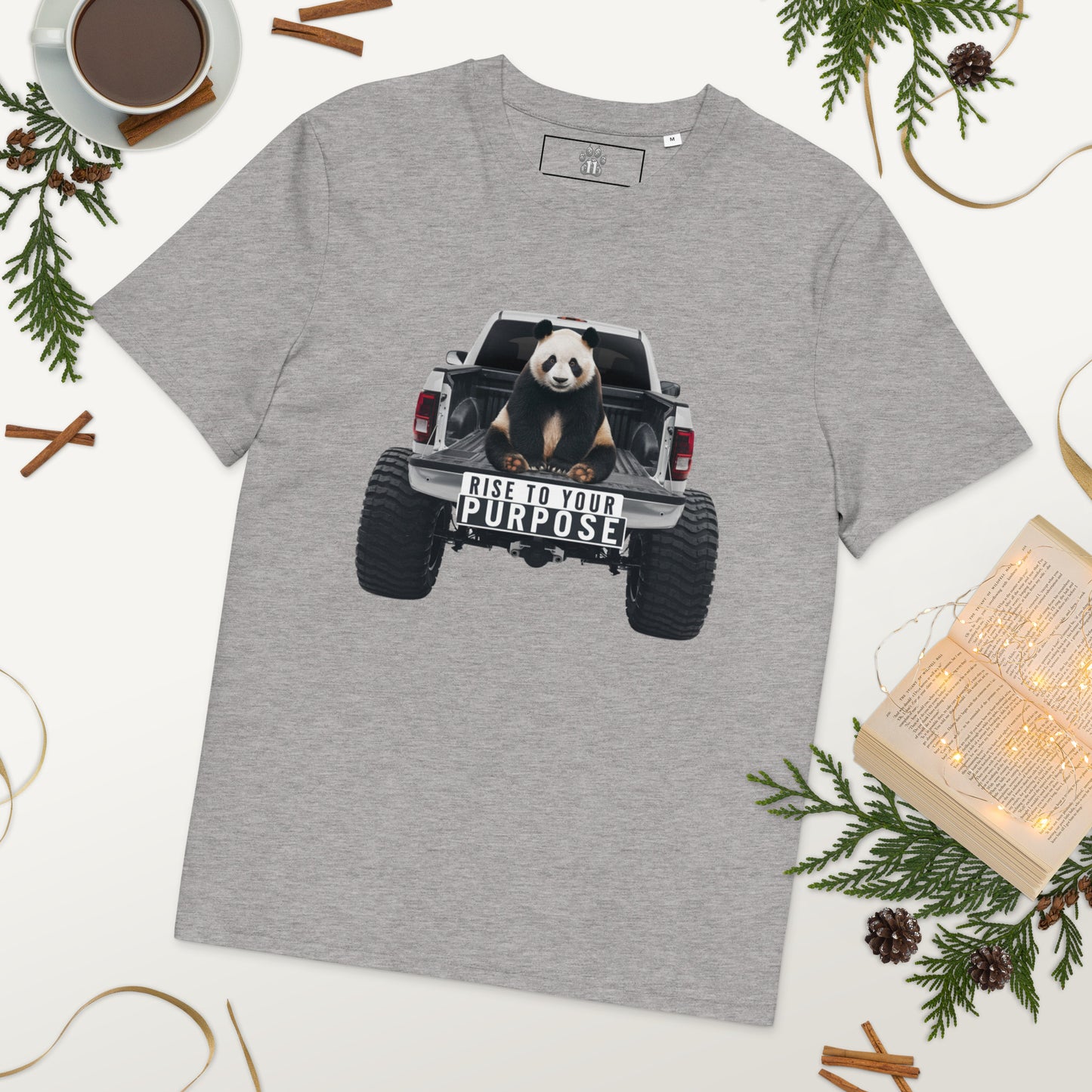 Mission 11 'Rise to Your Purpose' Organic Cotton Unisex Shirt – Eco-Friendly Apparel with Inspirational Panda Truck Design