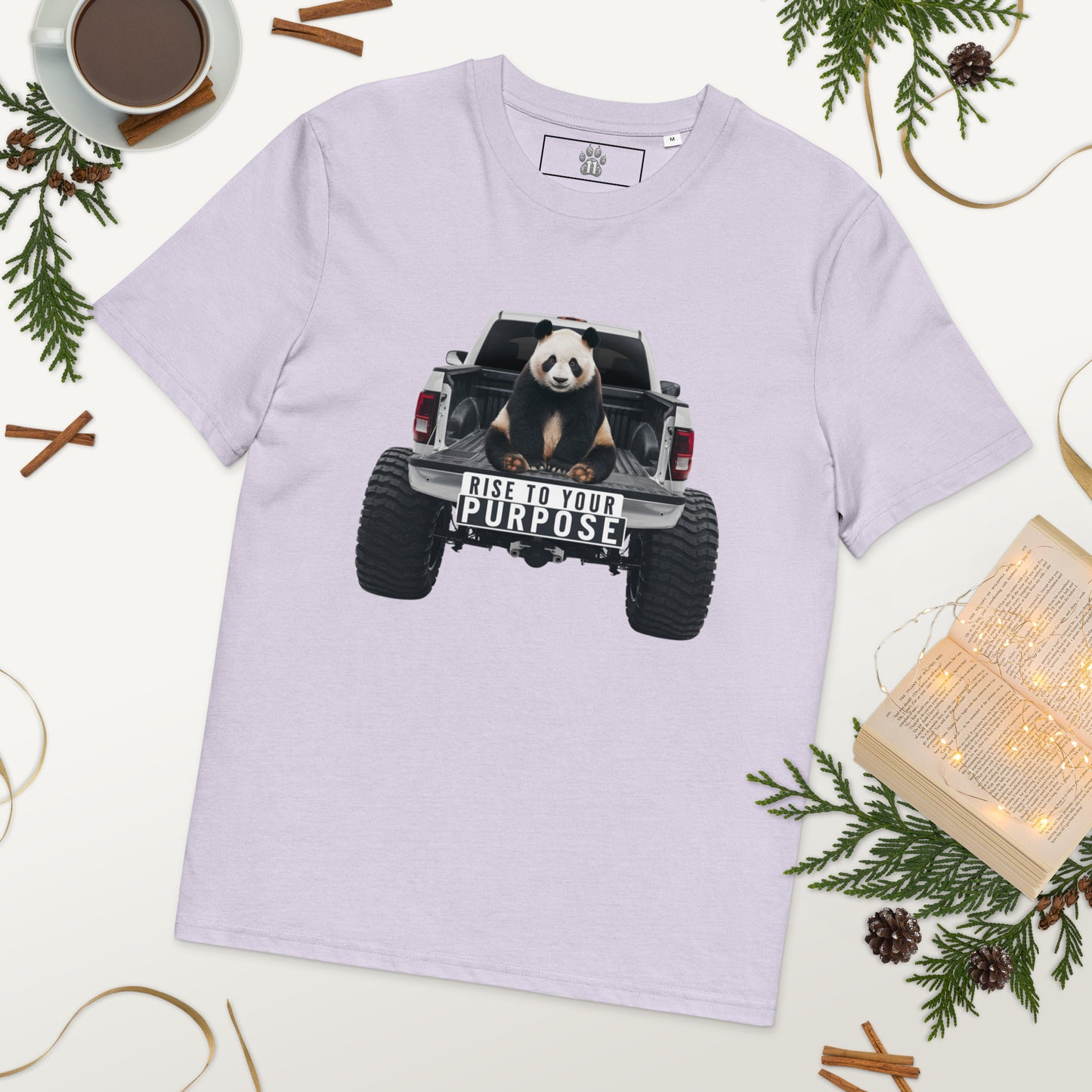 Mission 11 'Rise to Your Purpose' Organic Cotton Unisex Shirt – Eco-Friendly Apparel with Inspirational Panda Truck Design