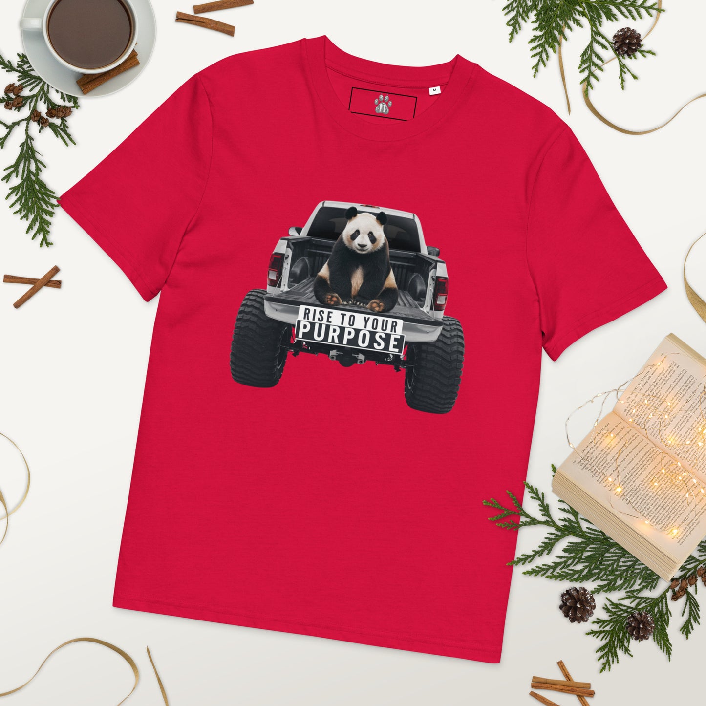 Mission 11 'Rise to Your Purpose' Organic Cotton Unisex Shirt – Eco-Friendly Apparel with Inspirational Panda Truck Design