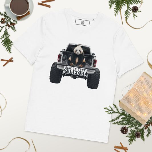 Mission 11 'Rise to Your Purpose' Organic Cotton Unisex Shirt – Eco-Friendly Apparel with Inspirational Panda Truck Design