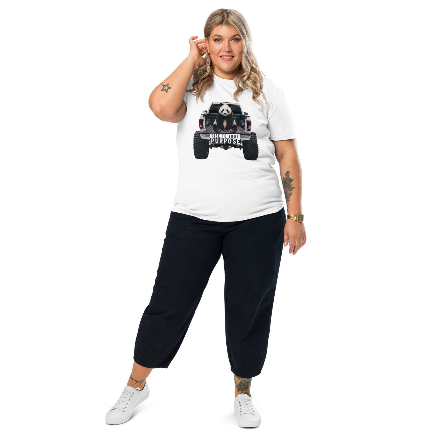 Mission 11 'Rise to Your Purpose' Organic Cotton Unisex Shirt – Eco-Friendly Apparel with Inspirational Panda Truck Design