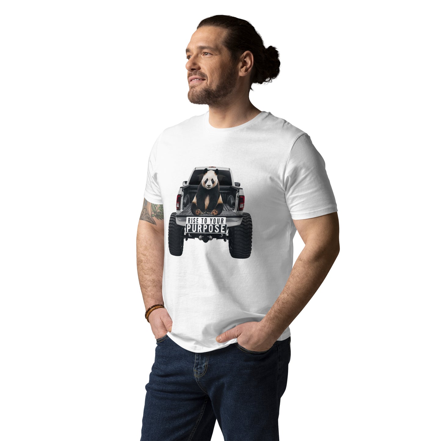 Mission 11 'Rise to Your Purpose' Organic Cotton Unisex Shirt – Eco-Friendly Apparel with Inspirational Panda Truck Design