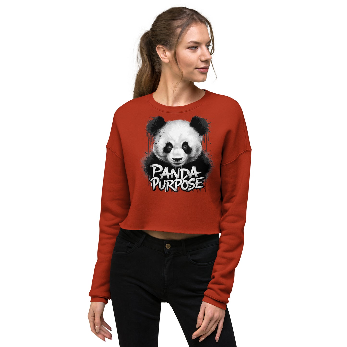 Mission 11 Fleece Crop Sweatshirt: Fashionable Comfort with Panda Purpose Design