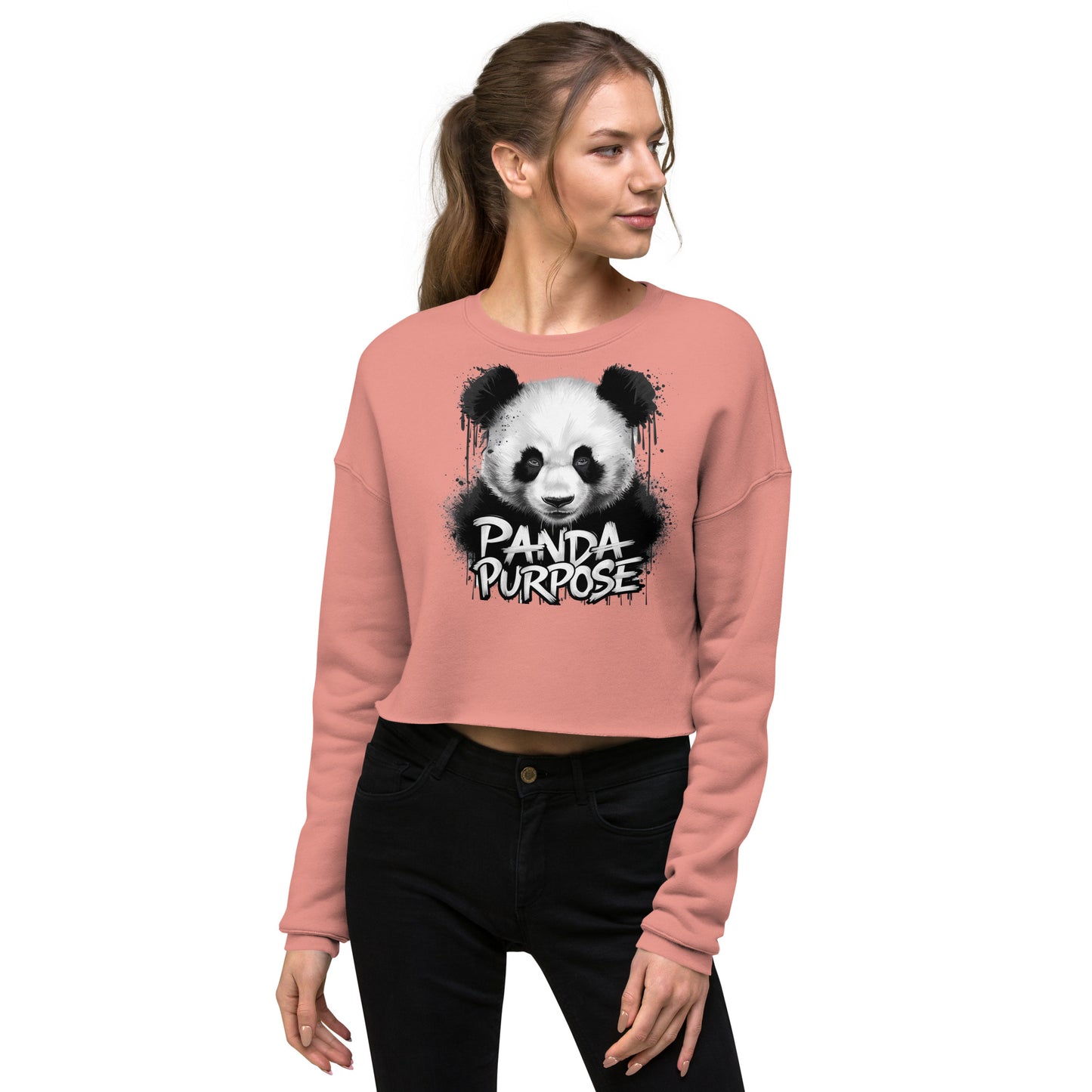 Mission 11 Fleece Crop Sweatshirt: Fashionable Comfort with Panda Purpose Design