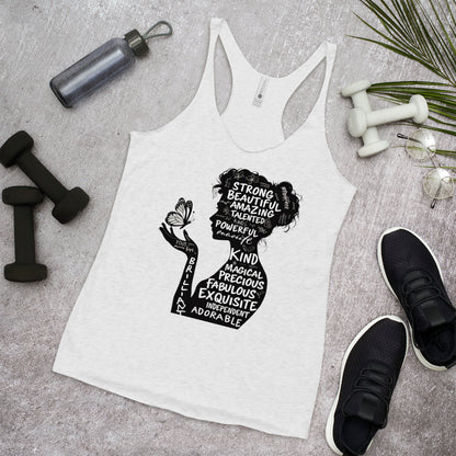 Women's Empowering Words Racerback Tank Top - Inspirational Mission 11 Apparel