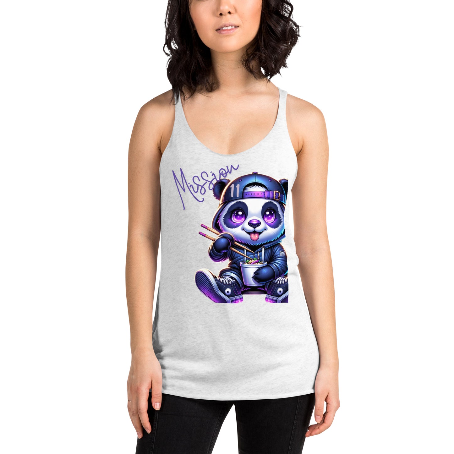 Women's Racerback Tank Top - Purpose the Panda in Streetwear