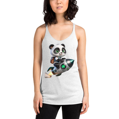 Women's Racerback Tank Top - Purpose the Panda Rocket Ride - Mission 11