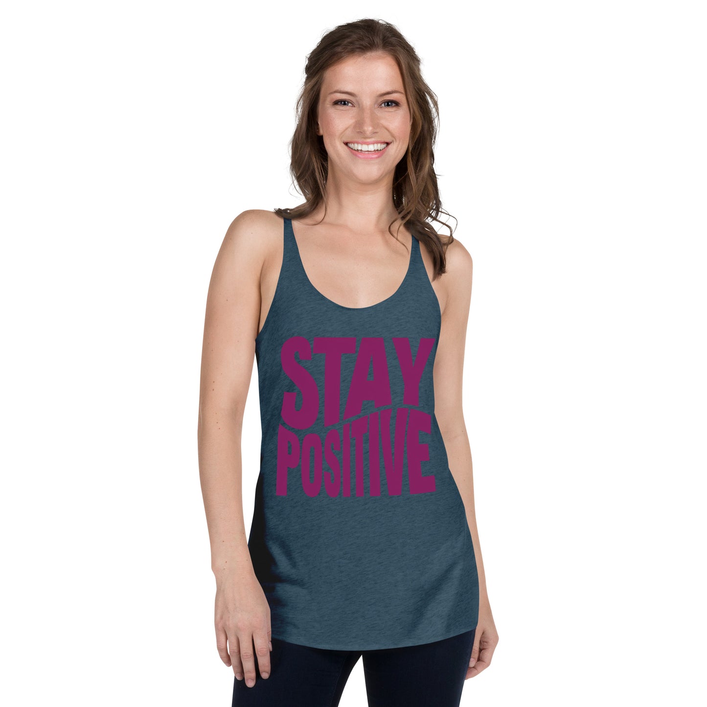 Women's 'Stay Positive' Racerback Tank Top - Motivational Mission 11 Apparel