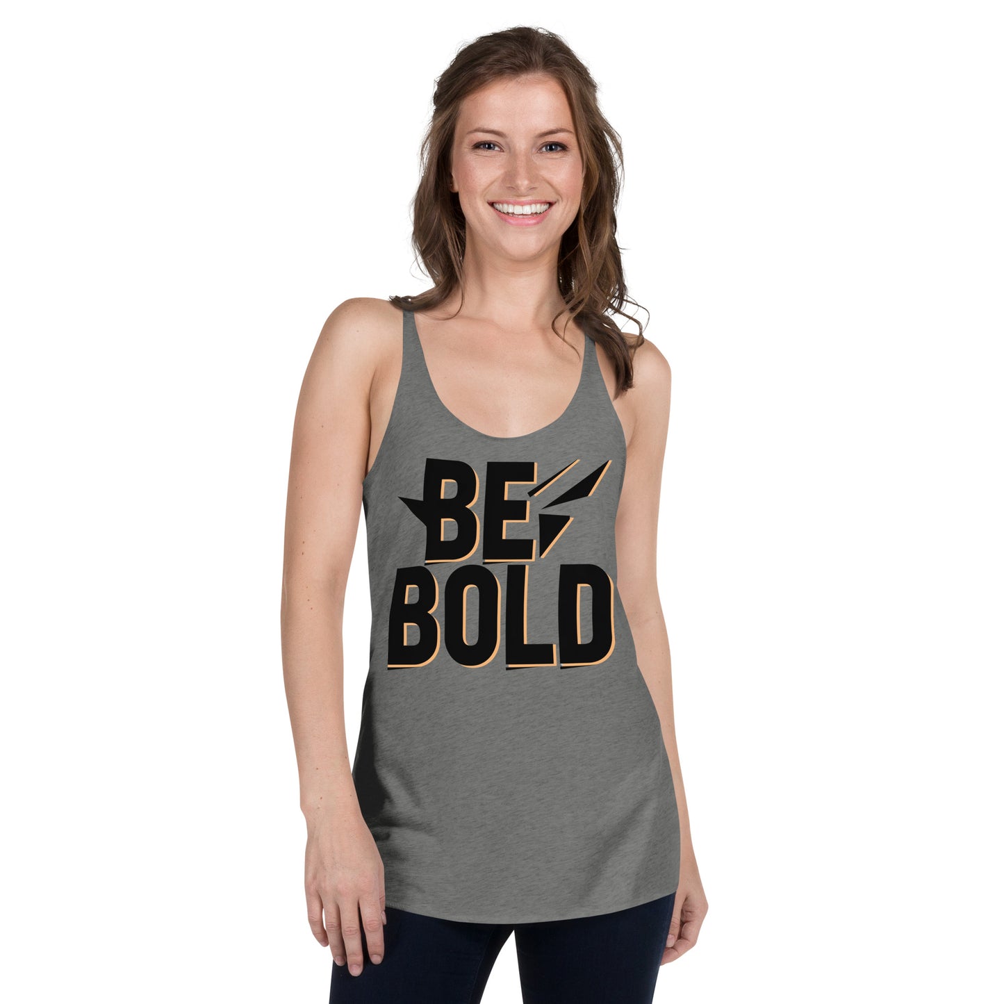 Women's 'Be Bold' Racerback Tank Top - Empowering Mission 11 Apparel