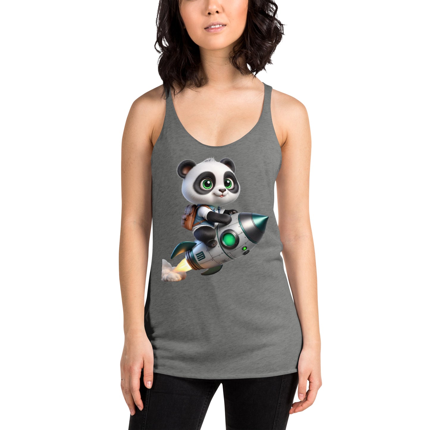 Women's Racerback Tank Top - Purpose the Panda Rocket Ride - Mission 11