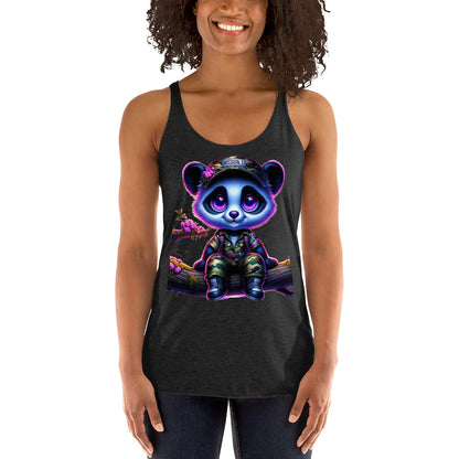 Women's Racerback Tank Top - Purpose the Panda in Nature - Mission 11