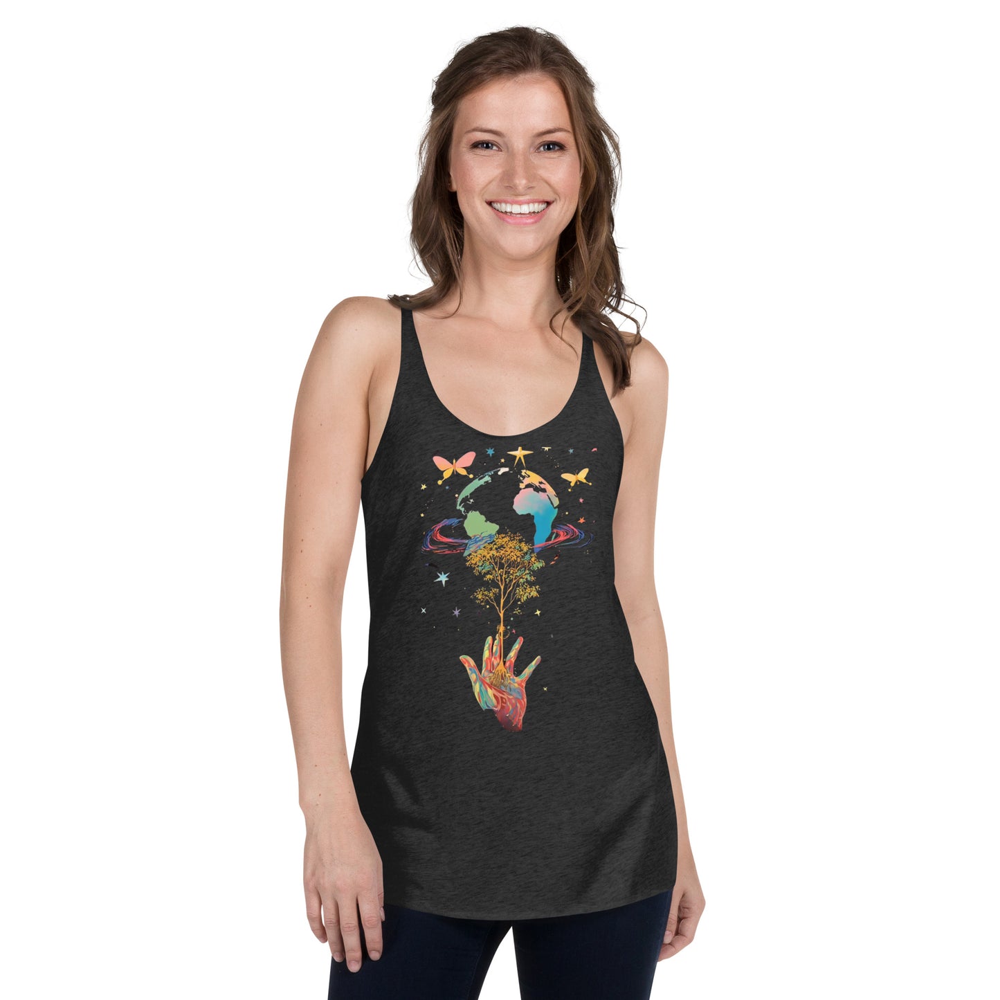 Women's Racerback Tank Top - Cosmic Growth Design - Mission 11