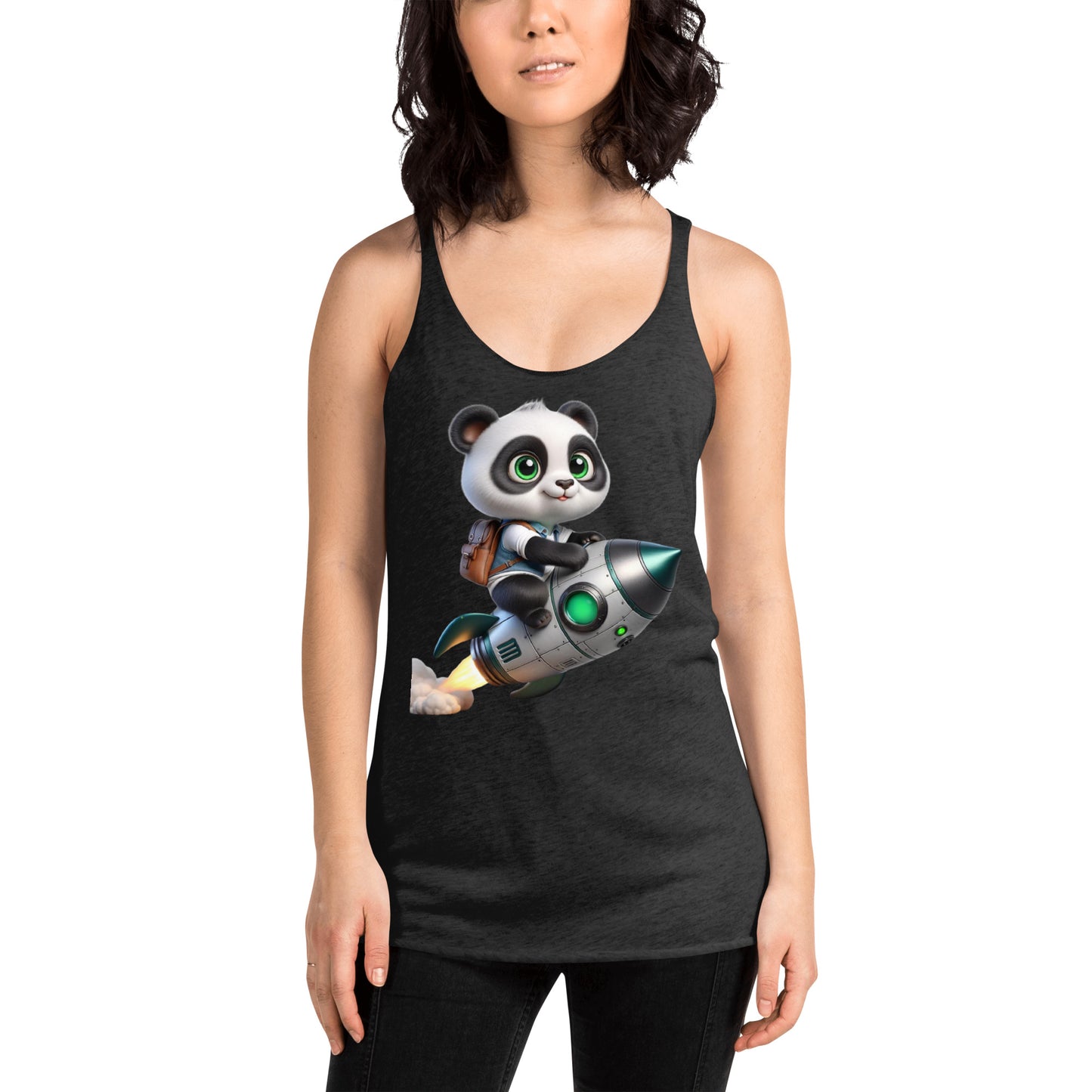 Women's Racerback Tank Top - Purpose the Panda Rocket Ride - Mission 11