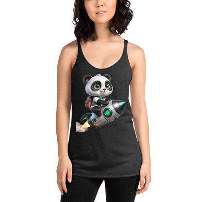 Women's Racerback Tank Top - Purpose the Panda Rocket Ride - Mission 11