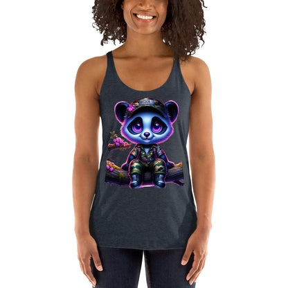 Women's Racerback Tank Top - Purpose the Panda in Nature - Mission 11