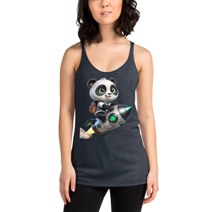 Women's Racerback Tank Top - Purpose the Panda Rocket Ride - Mission 11