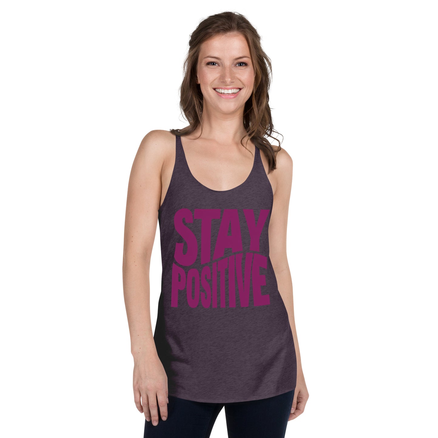 Women's 'Stay Positive' Racerback Tank Top - Motivational Mission 11 Apparel