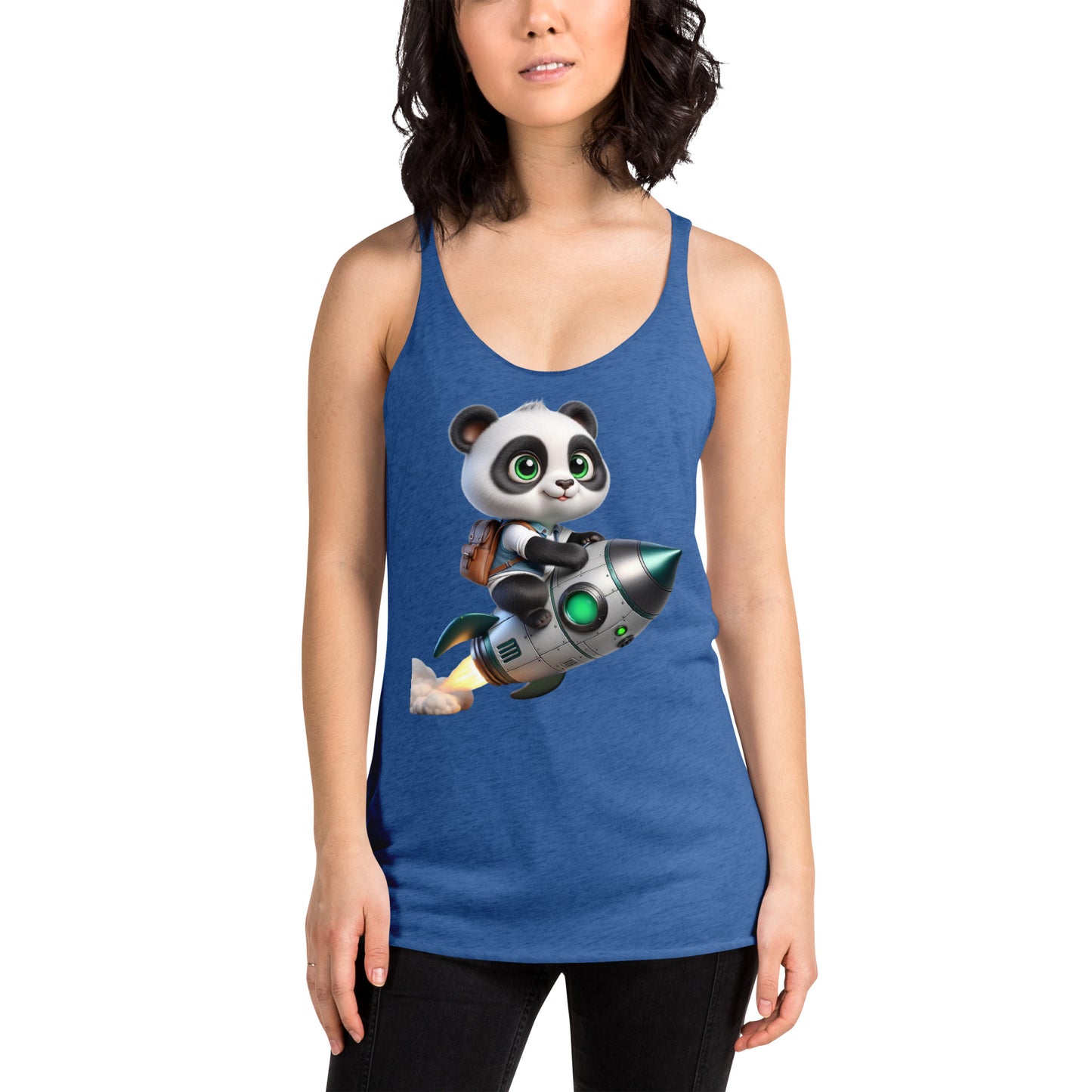 Women's Racerback Tank Top - Purpose the Panda Rocket Ride - Mission 11