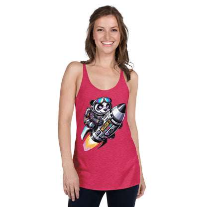 Women's Racerback Tank Top - Purpose the Panda Rocket - Mission 11