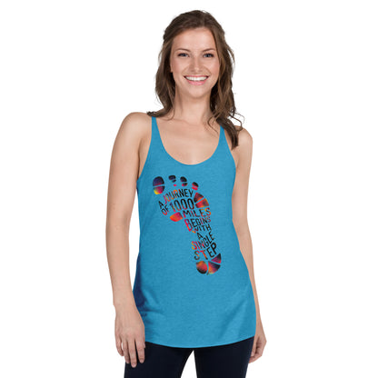 Women's 'Journey of a Thousand Miles' Racerback Tank Top - Inspirational Mission 11 Apparel