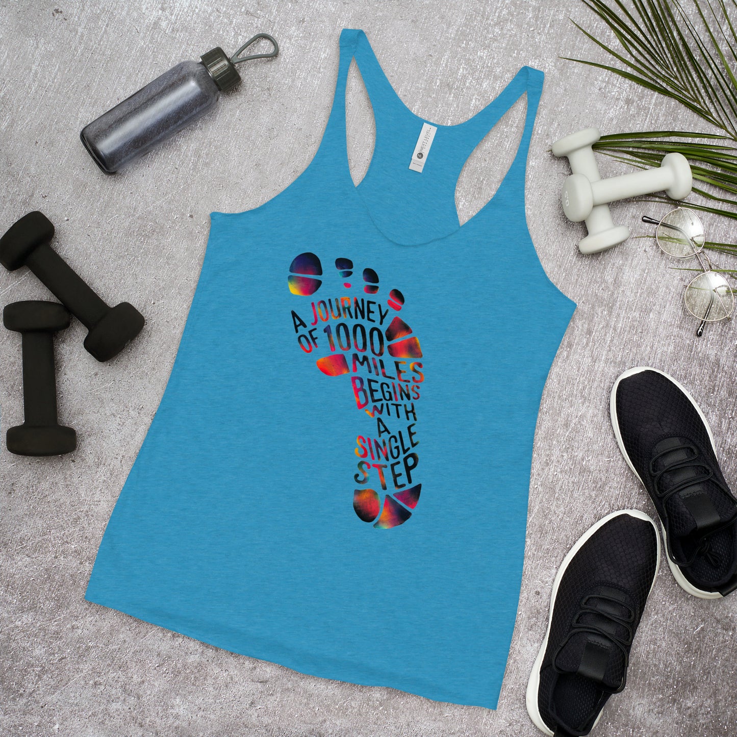 Women's 'Journey of a Thousand Miles' Racerback Tank Top - Inspirational Mission 11 Apparel