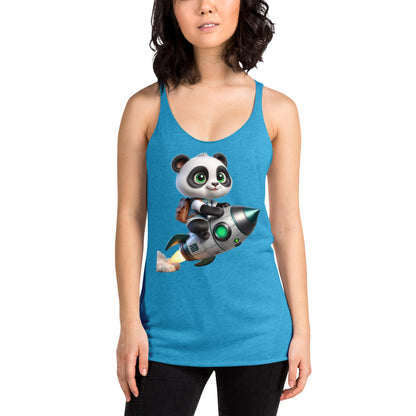 Women's Racerback Tank Top - Purpose the Panda Rocket Ride - Mission 11