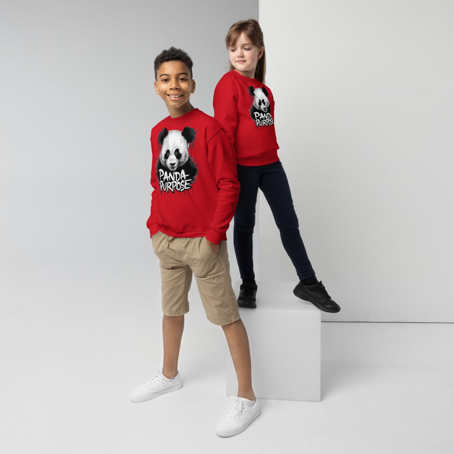 Mission 11 Panda Purpose Youth Crewneck Sweatshirt