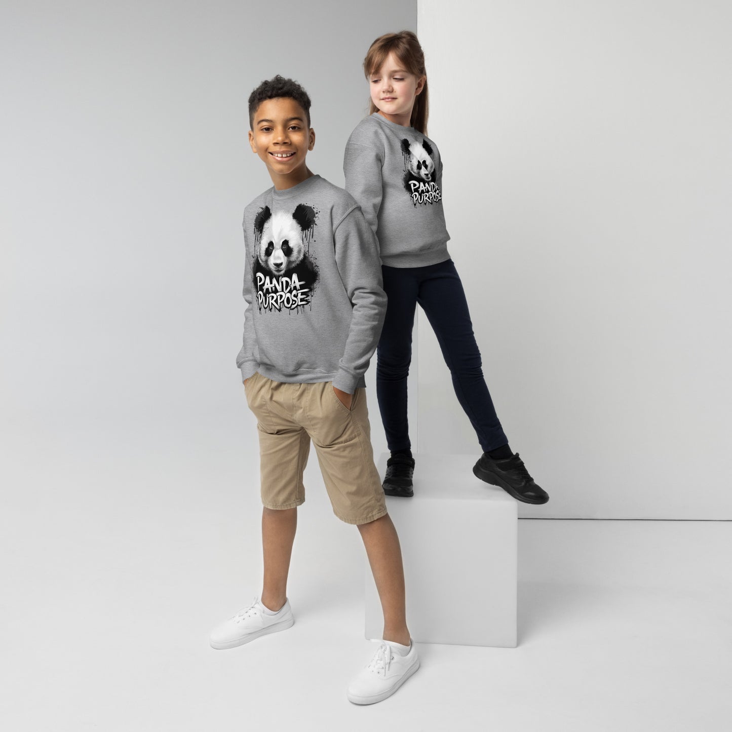 Mission 11 Panda Purpose Youth Crewneck Sweatshirt